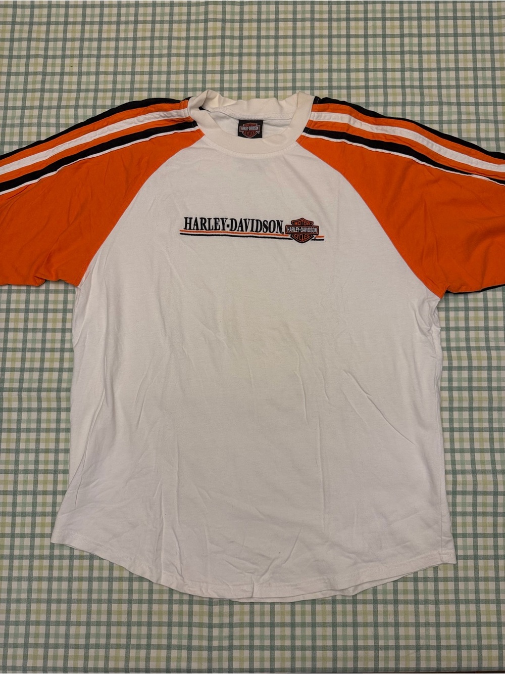 Harley-Davidson Men’s White & Orange Short Sleeve Raglan Tee